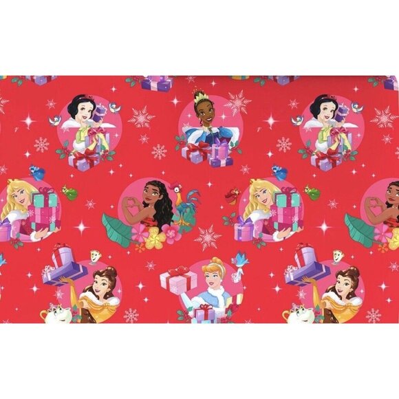 Hallmark Wrapping Paper Christmas Disney Princesses Red 70 sq ft Jumbo Roll Gift - Picture 1 of 5
